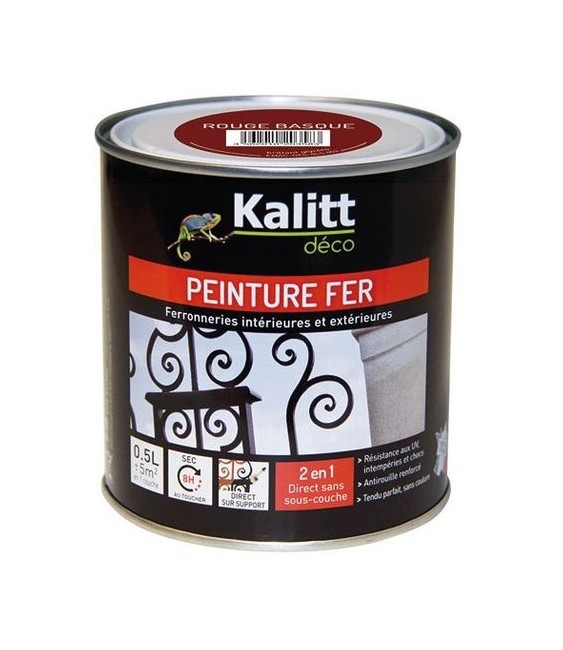 Peinture spécial Fer - Rouge basque - Brillant - 0.5 L - KALITT