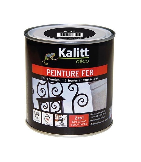 Peinture spécial Fer - Noir - Mat - 0.5 L - KALITT