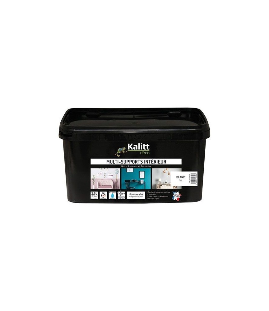 Peinture multi-supports - Intérieur - Mat - Blanc - 2.5 L - KALITT