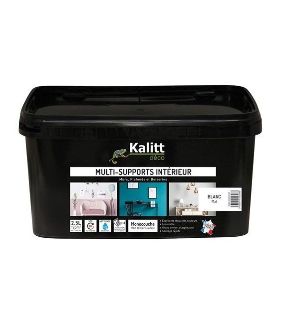 Peinture multi-supports - Intérieur - Mat - Blanc - 2.5 L - KALITT