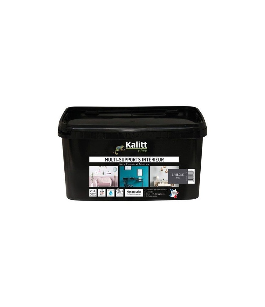 Peinture multi-supports - Intérieur - Mat - Carbone - 2.5 L - KALITT Peinture multi-supports - Intérieur - Mat - Carbone - 2.5 L - KALITT