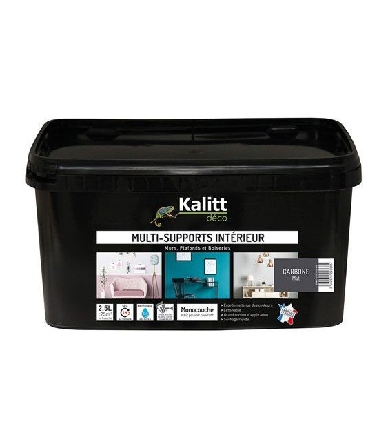Peinture multi-supports - Intérieur - Mat - Carbone - 2.5 L - KALITT