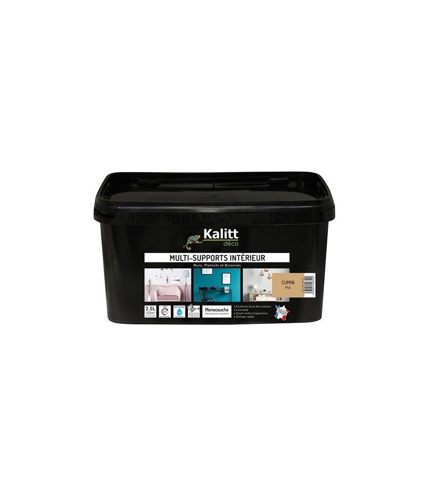 Peinture multi-supports - Intérieur - Mat - Cumin - 2.5 L - KALITT Peinture multi-supports - Intérieur - Mat - Cumin - 2.5 L - KALITT