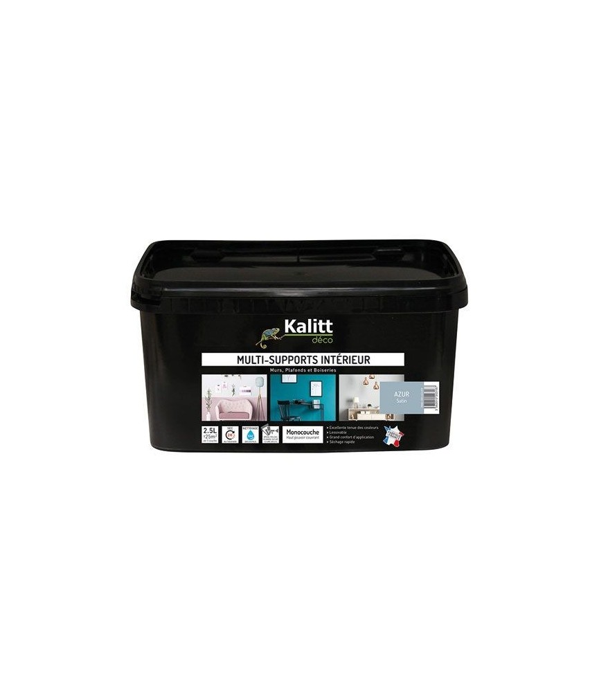 Peinture multi-supports - Intérieur - Satin - Azur - 2.5 L - KALITT