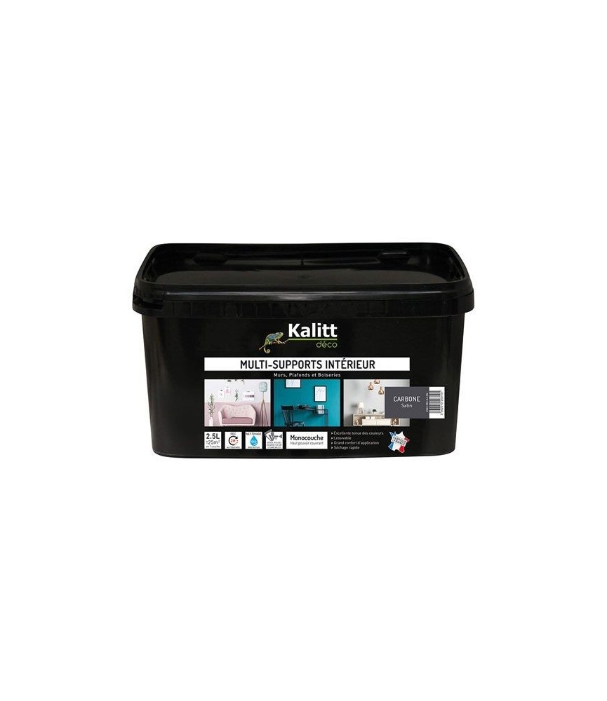Peinture multi-supports - Intérieur - Satin - Carbone - 2.5 L - KALITT Peinture multi-supports - Intérieur - Satin - Carbone - 2.5 L - KALITT
