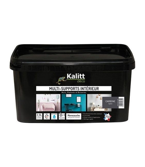 Peinture multi-supports - Intérieur - Satin - Carbone - 2.5 L - KALITT
