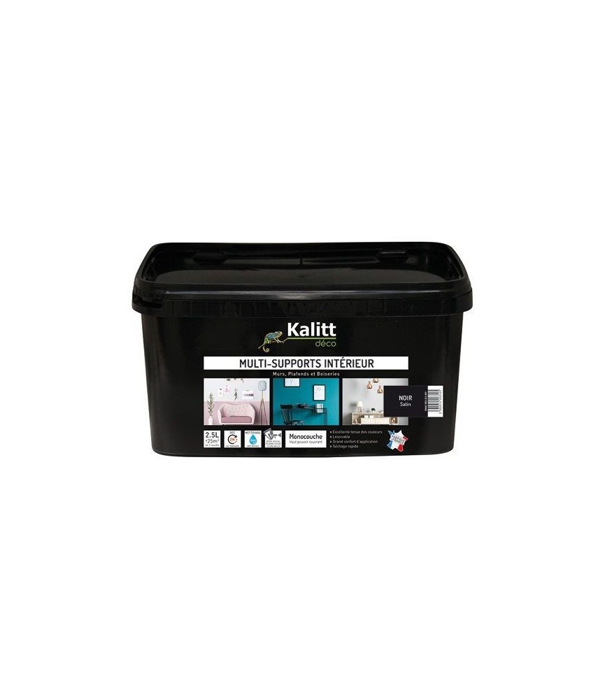 Peinture multi-supports - Intérieur - Satin - Noir - 2.5 L - KALITT Peinture multi-supports - Intérieur - Satin - Noir - 2.5 L - KALITT