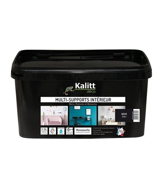 Peinture multi-supports - Intérieur - Satin - Noir - 2.5 L - KALITT