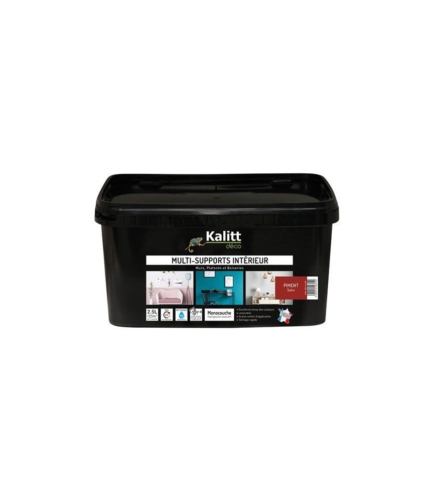 Peinture multi-supports - Intérieur - Satin - Piment - 2.5 L - KALITT Peinture multi-supports - Intérieur - Satin - Piment - 2.5 L - KALITT