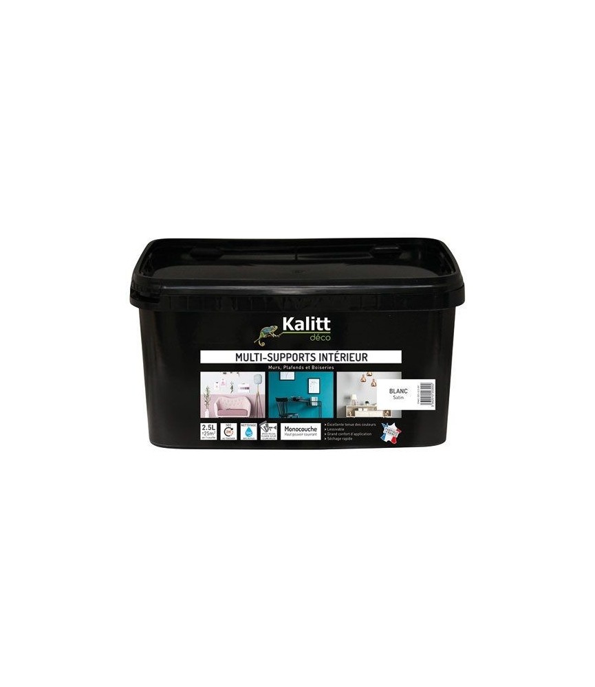 Peinture multi-supports - Intérieur - Satin - Blanc - 2.5 L - KALITT