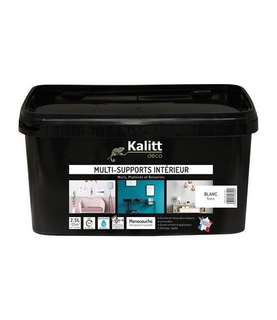 Peinture multi-supports - Intérieur - Satin - Blanc - 2.5 L - KALITT