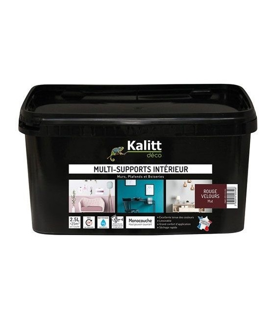 Peinture multi-supports - Intérieur - Mat - Rouge velours - 2.5 L - KALITT