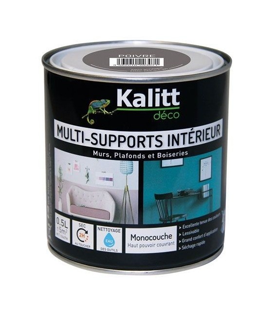 Peinture multi-supports - Intérieur - Satin - Poivre - 0.5 L - KALITT