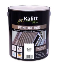 Peinture bois - Microporeuse - Satin - Blanc - 2.5 L - KALITT