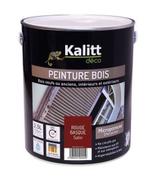 Peinture bois - Microporeuse - Satin - Rouge basque - 2.5 L - KALITT