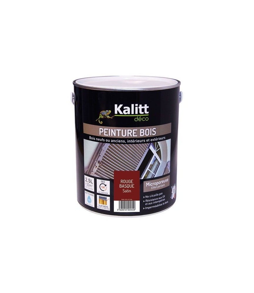 Peinture bois - Microporeuse - Satin - Rouge basque - 2.5 L - KALITT Peinture bois - Microporeuse - Satin - Rouge basque - 2.5 L - KALITT