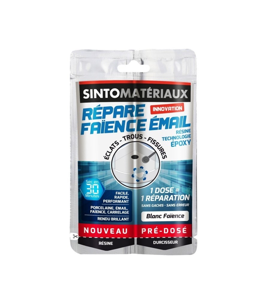 Résine Materiaux repare faience BLANC BRILLANT 30 gr - SINTO MATERIAUX Résine Materiaux repare faience BLANC BRILLANT 30 gr - SINTO MATERIAUX