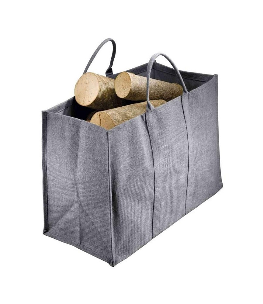 Sac à bûches en jute - 60 cm - Gris - AUBRY GASPARD
