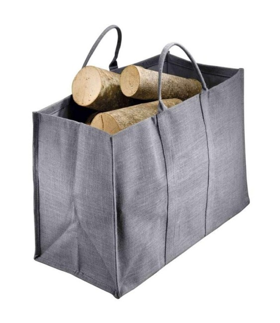 Sac à bûches en jute - 60 cm - Gris - AUBRY GASPARD