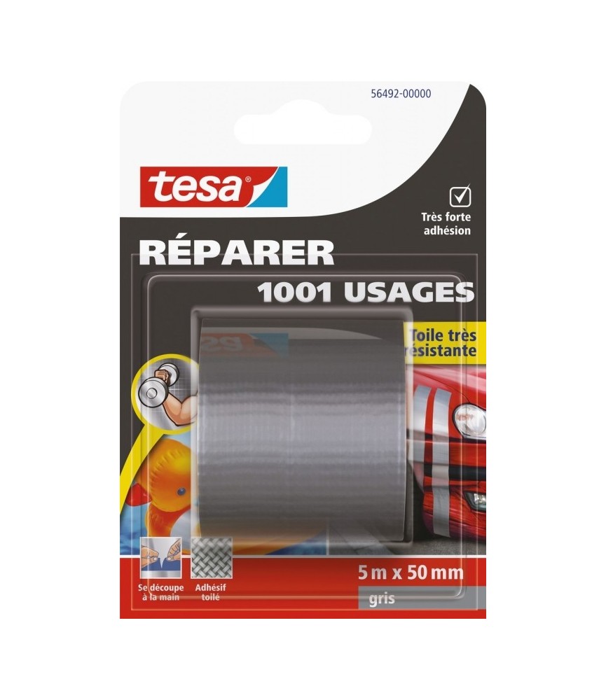 Ruban adhésif réparation - 1001 usages - 5 M x 50 mm - Gris - TESA Ruban adhésif réparation - 1001 usages - 5 M x 50 mm - Gris - TESA