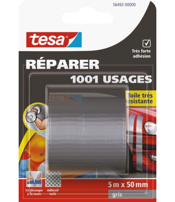 Ruban adhésif réparation - 1001 usages - 5 M x 50 mm - Gris - TESA