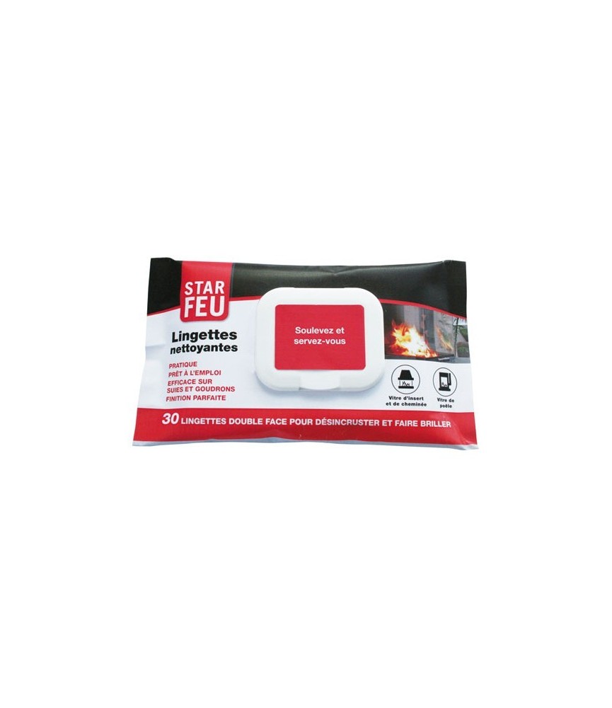 Lingettes nettoyantes pour vitres d'insert et de poële - 30 lingettes - STAR FEU Lingettes nettoyantes pour vitres d'insert et de poële - 30 lingettes - STAR FEU