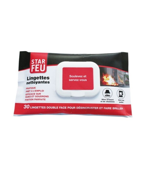 Lingettes nettoyantes pour vitres d'insert et de poële - 30 lingettes - STAR FEU