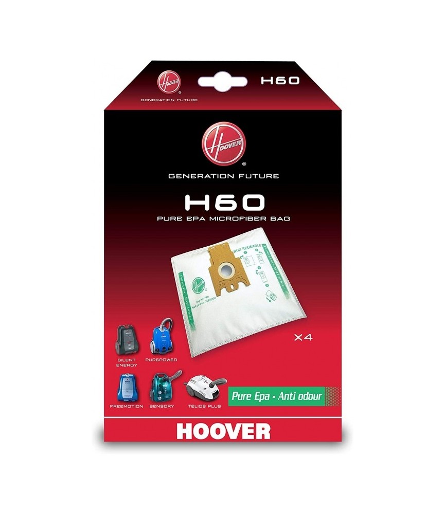 4 sacs d'aspirateur - Freemotion anti-odeur - H 60 - HOOVER 4 sacs d'aspirateur - Freemotion anti-odeur - H 60 - HOOVER