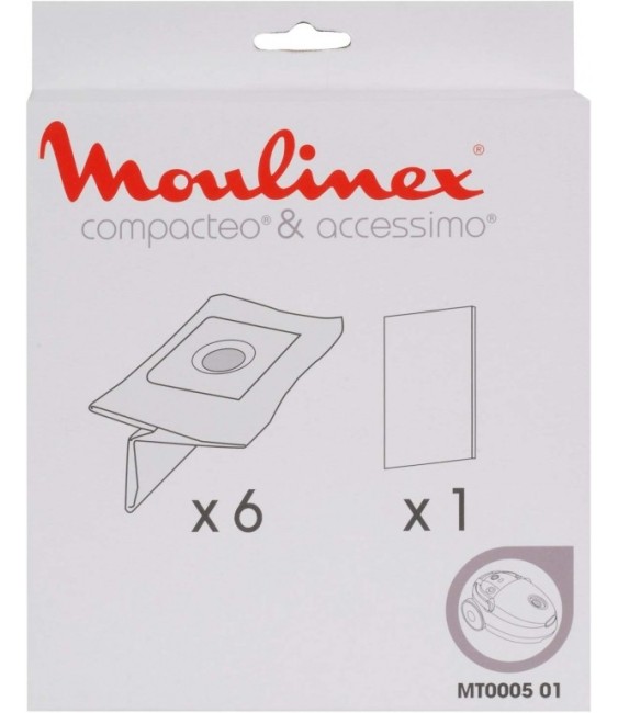 6 sacs aspirateur en papier + 1 micro-filtre - MT000501 - MOULINEX