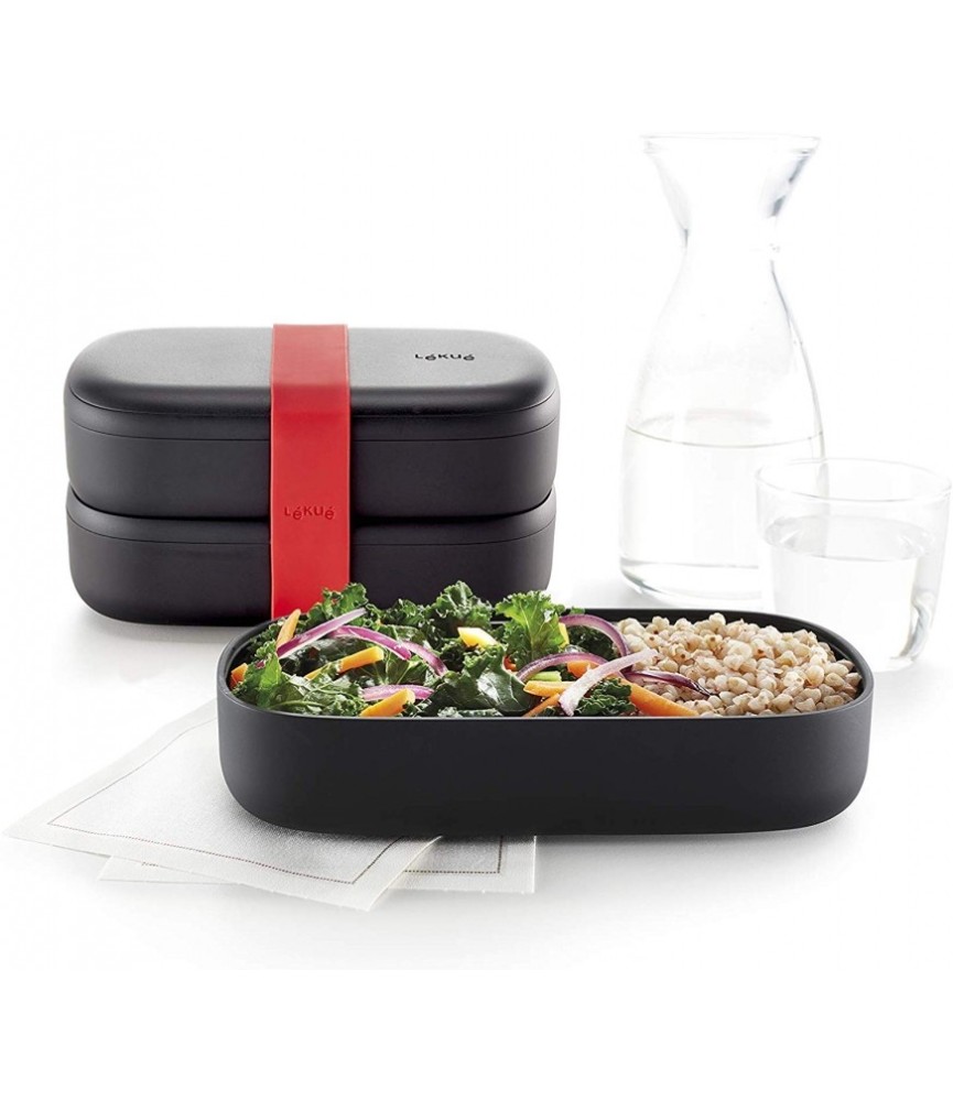 LunchBox to go - Black Édition + Couverts - LEKUÉ LunchBox to go - Black Édition + Couverts - LEKUÉ