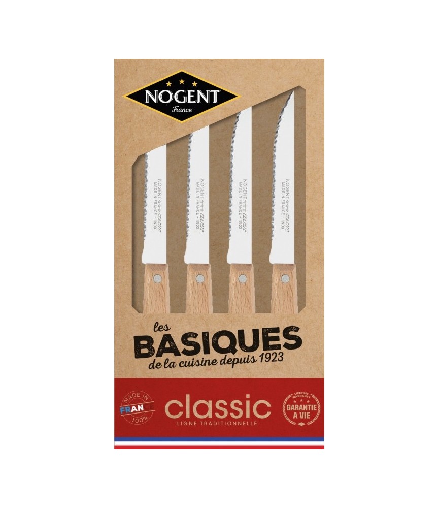 Coffret de 4 couteaux à steack - Les Basiques - Bois - NOGENT