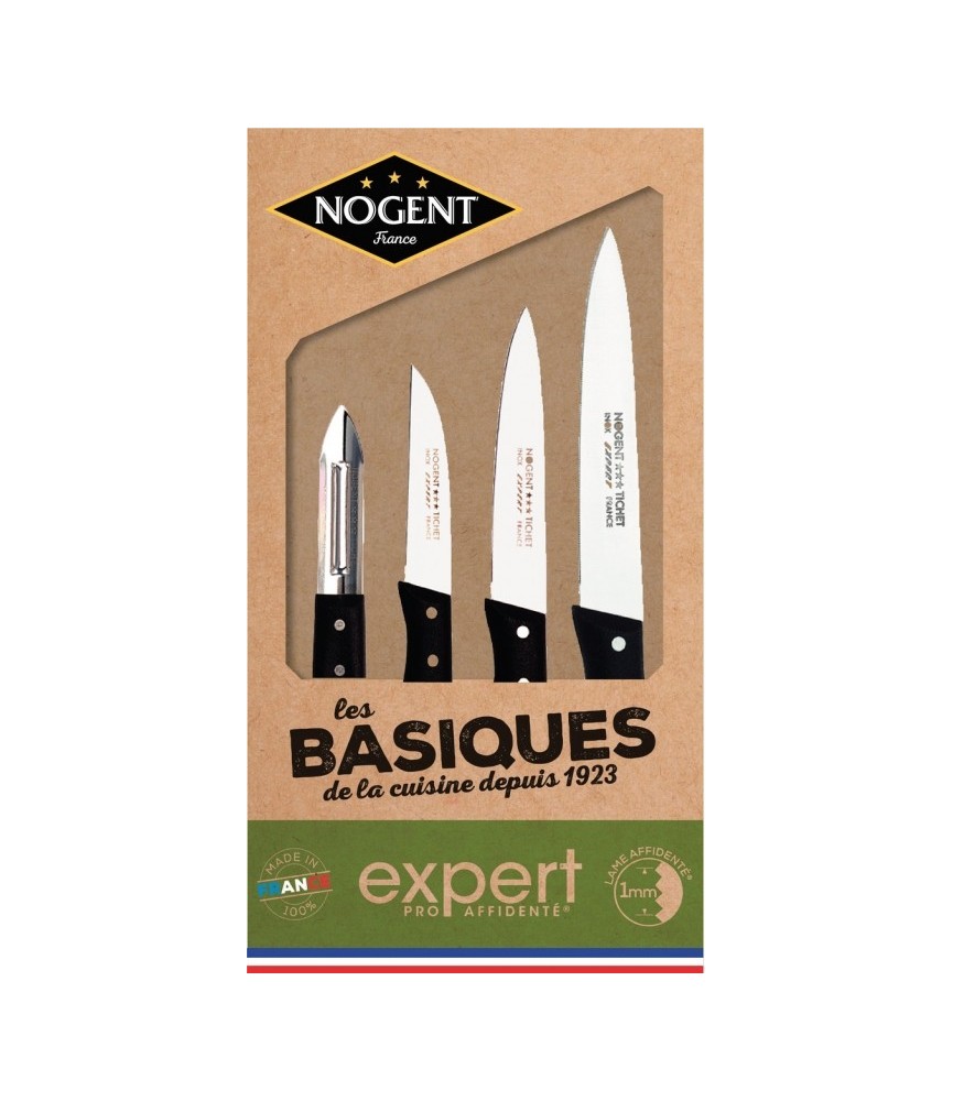 Coffret Expert de 3 couteaux + 1 éplucheur - Les Basiques - NOGENT