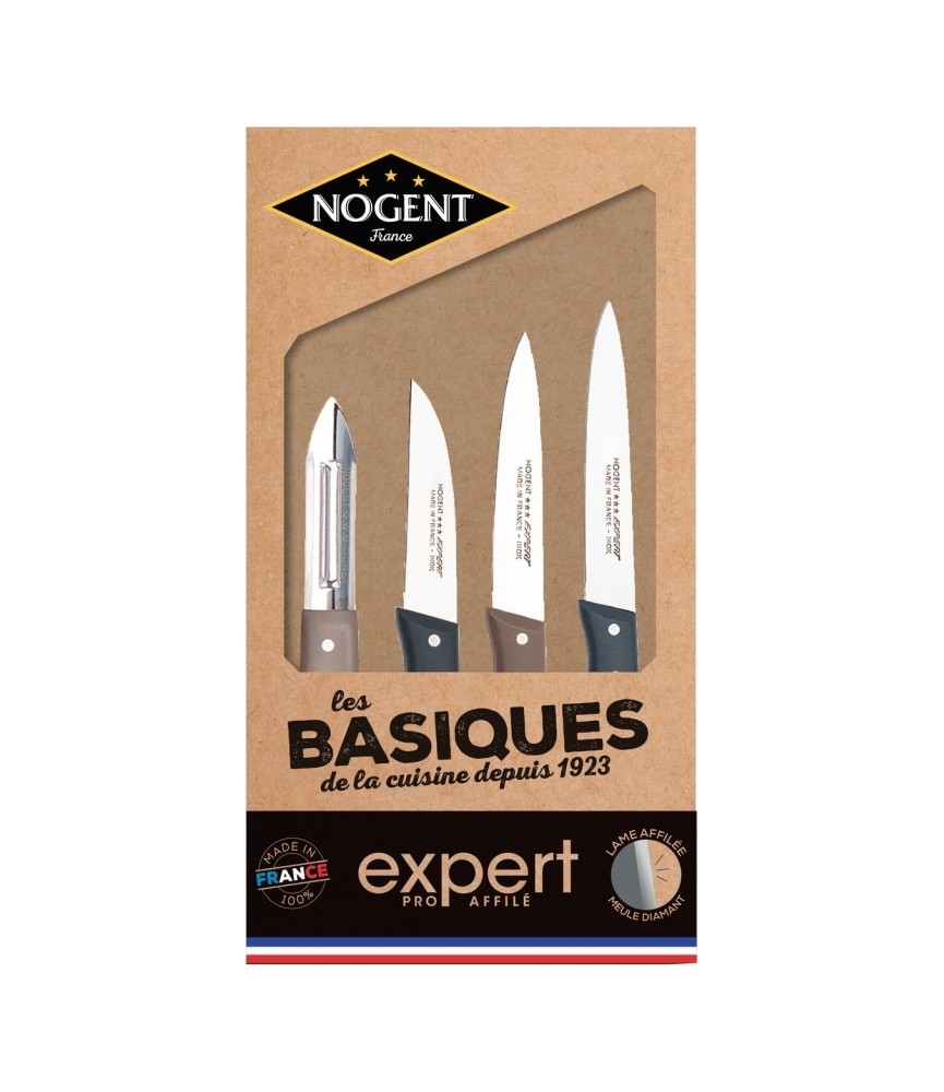 Coffret Expert affilé de 3 couteaux + 1 éplucheur - Les Basiques - NOGENT