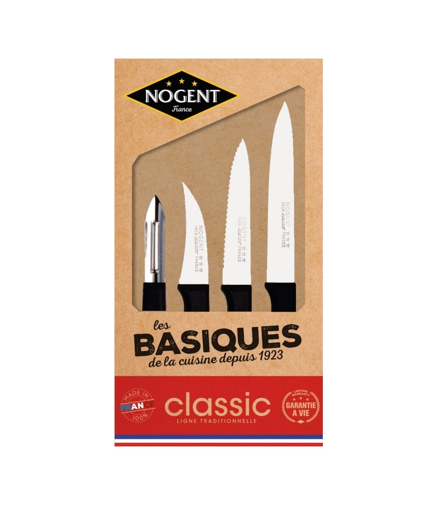 Coffret Classic polypro de 3 couteaux + 1 éplucheur - Les Basiques - NOGENT