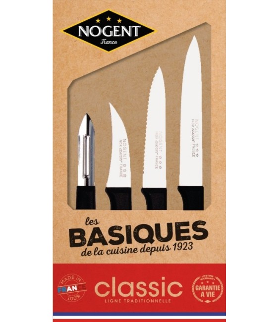 Coffret Classic polypro de 3 couteaux + 1 éplucheur - Les Basiques - NOGENT