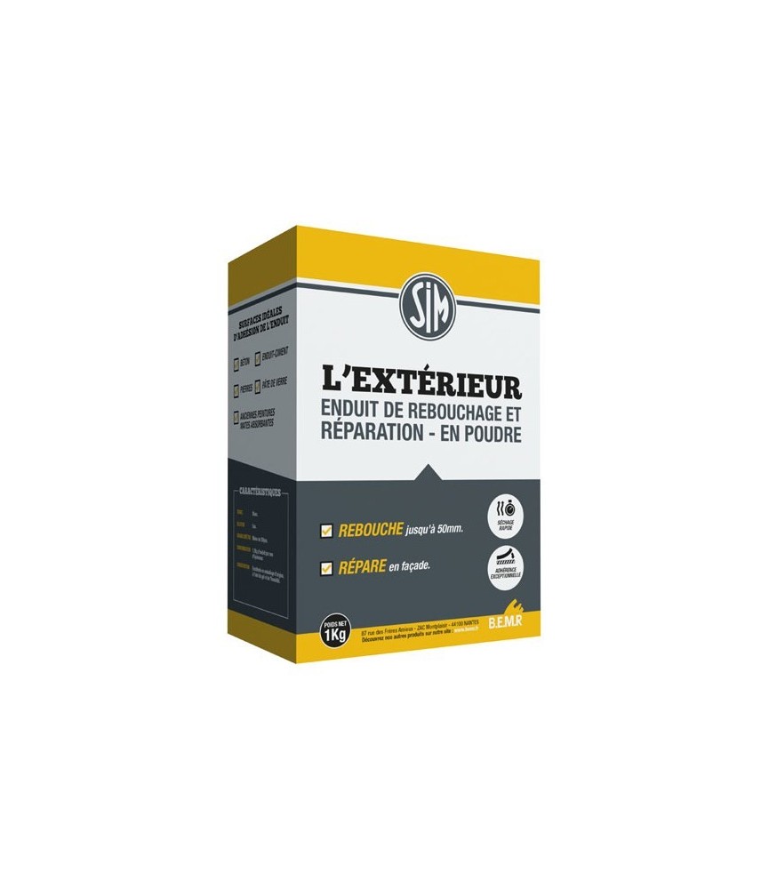 Enduit de rebouchage pour l'extérieur - Poudre - 1 Kg - SIM
