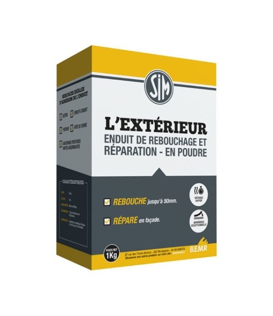 Enduit de rebouchage pour l'extérieur - Poudre - 1 Kg - SIM