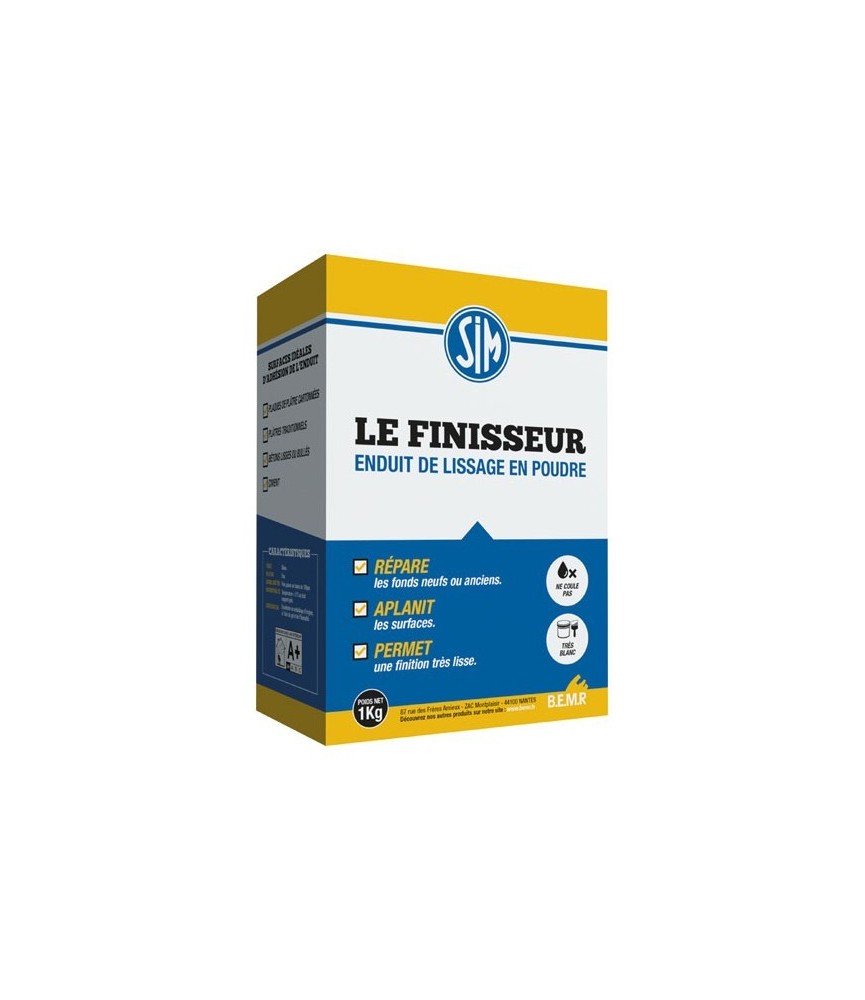 Enduit de lissage intérieur en poudre - Le Finisseur - 1 Kg - SIM Enduit de lissage intérieur en poudre - Le Finisseur - 1 Kg - SIM