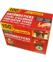 Stick d'allumage en bois naturel - 100 sticks - FAVORIT