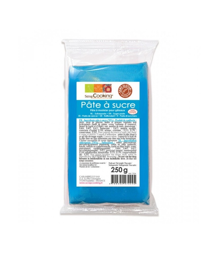 Pâte à sucre - Bleu - 250 Grs - SCRAPCOOKING