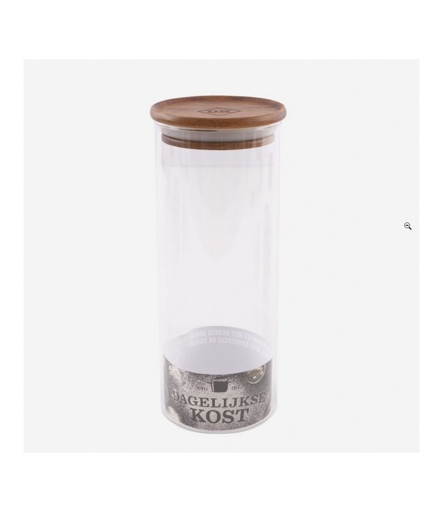 Bocal en verre avec couvercle bois Acacia - 1.1 L - POINT VIRGULE