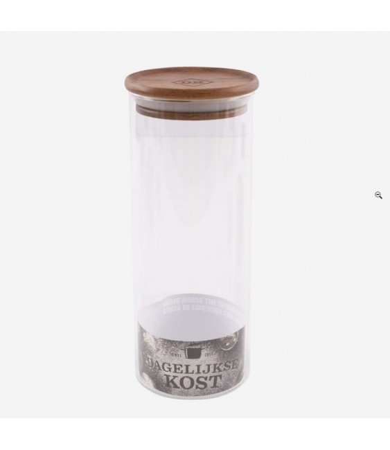 Bocal en verre avec couvercle bois Acacia - 1.1 L - POINT VIRGULE