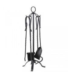 Serviteur de cheminée - 4 accessoires - Fer forgé - AUBRY GASPARD