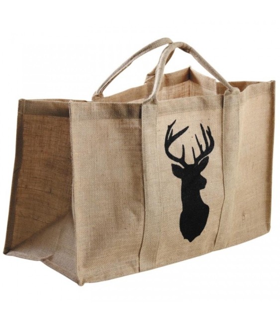 Sac à bûches - Jûte naturel - Cerf - AUBRY GASPARD