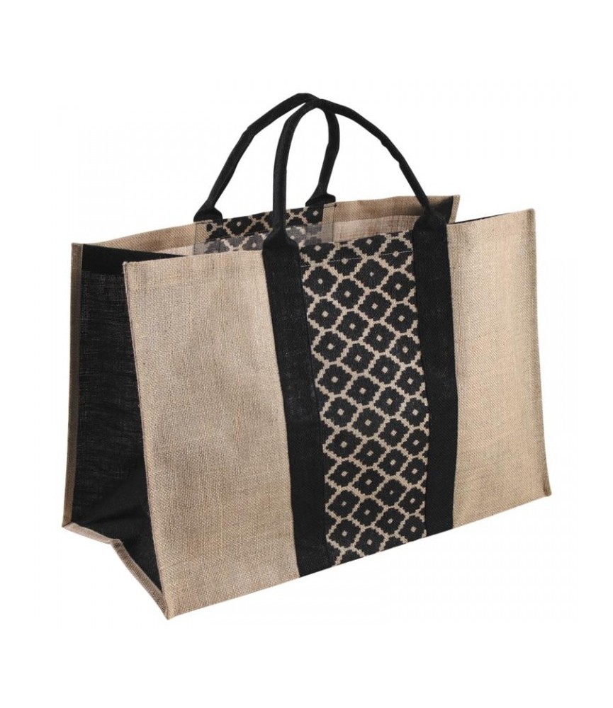 Sac à bûches - Jûte naturel - Chevrons - AUBRY GASPARD Sac à bûches - Jûte naturel - Chevrons - AUBRY GASPARD