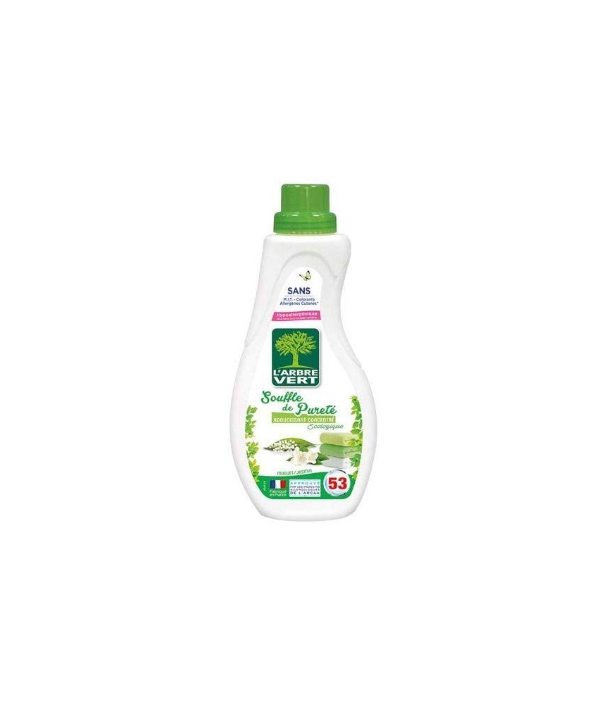 Adoucissant concentré écologique - Souffle de pureté - 800 ml - L'ARBRE VERT Adoucissant concentré écologique - Souffle de pureté - 800 ml - L'ARBRE VERT