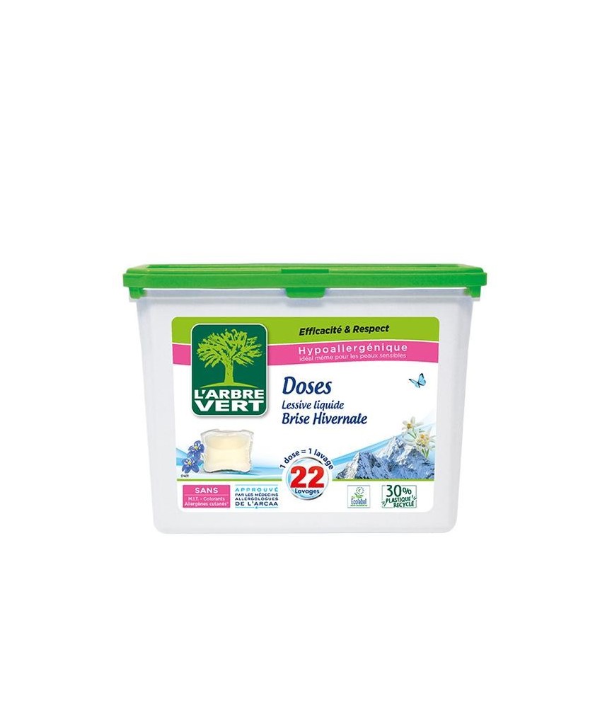 Doses de lessive au savon végétal - Brise végétale - L'ARBRE VERT Doses de lessive au savon végétal - Brise végétale - L'ARBRE VERT