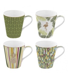 Coffret de 4 tasses à café Tropical - Coffee Mania - Porcelaine - EASY LIFE