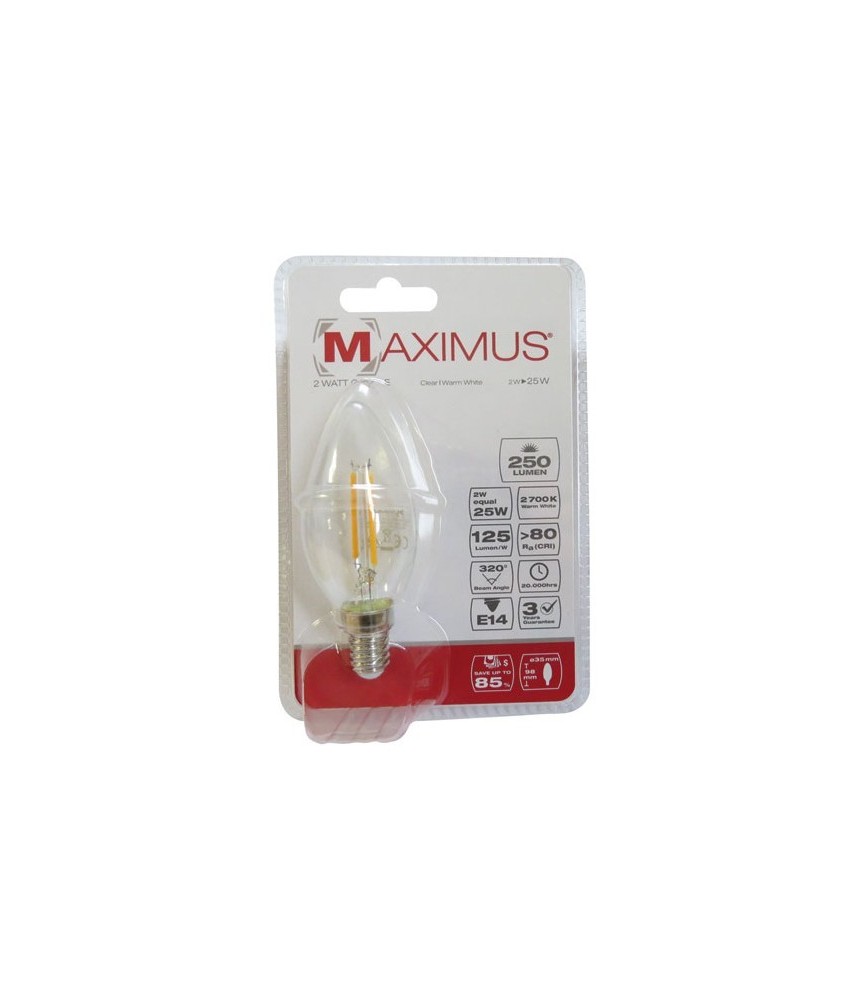 Ampoule filament LED Flamme - E14 - 2 Watts - Maximus - DURACELL Ampoule filament LED Flamme - E14 - 2 Watts - Maximus - DURACELL