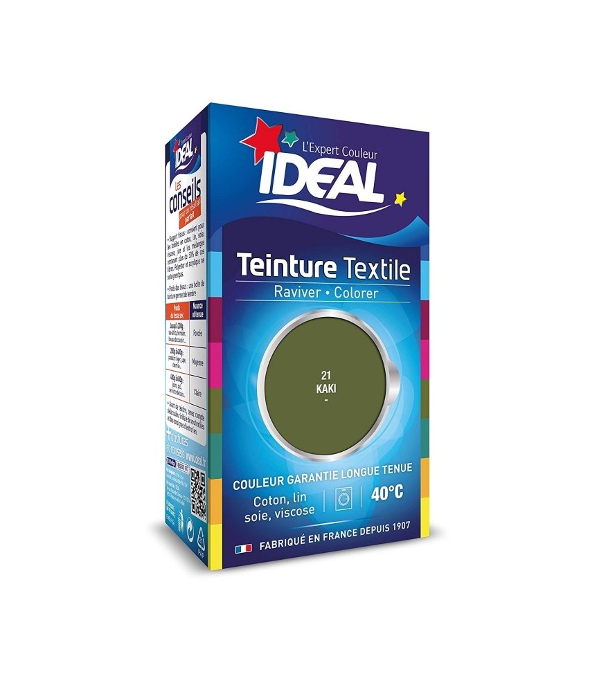 Teinture liquide pour textile - Raviver / Colorer - Kaki - 40 ml - IDEAL Teinture liquide pour textile - Raviver / Colorer - Kaki - 40 ml - IDEAL